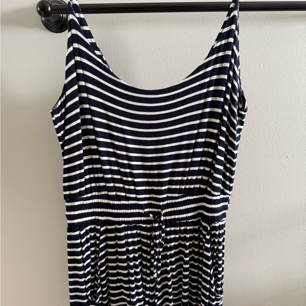 Lucy Love Striped Jumpsuit in Navy and White
